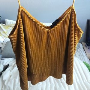 Kendall & Kylie Mustard Pleated Top